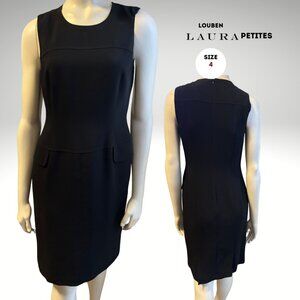 Laura Petites Louben Black Sheath Dress | Size 4 | Sleeveless Work Dress